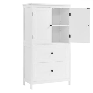 Bathroom Storage Cabinet With 2 Doors And Drawers, Adjustable Shelf