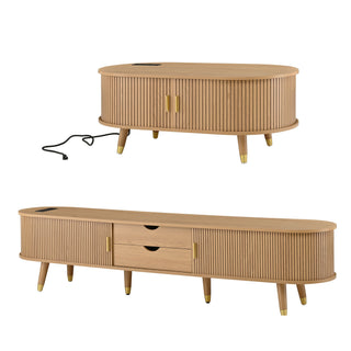 TV Stand & Coffee Table Set With Charging Station