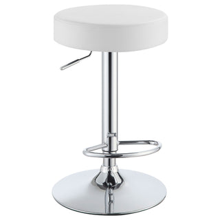 Ramses - Adjustable Backless Bar Stool With Adjustable Height Base - White