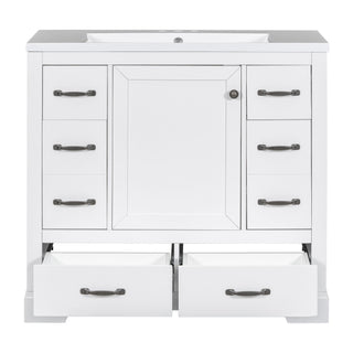 Modern Bathroom Vanity With Sink, 6 Drawers, Adjustable Shelf