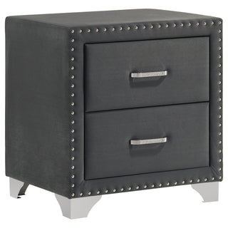 Upholstered 2 Drawer Nightstand With Accents