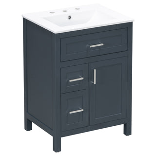 Modern Bathroom Vanity With Sink, Flip Drawer & 2 Drawers, Soft Close Hinges, Adjustable Shelf