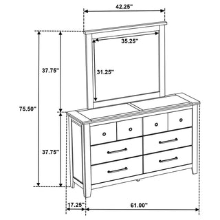 Pelton - 6 Drawer Dresser With Mirror - Oak