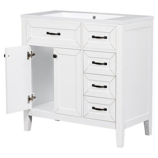 Modern Bathroom Vanity With Sink, Freestanding With Drawers And Doors