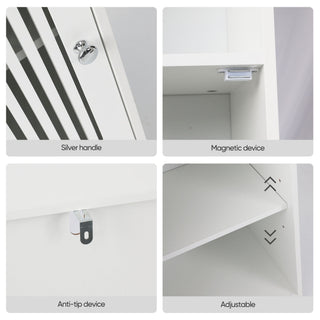 Louvered Door Bathroom Low Cabinet With Multi Layer Storage - White