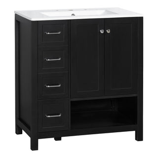 Bathroom Vanity With Sink Top, Bathroom Vanity Cabinet With 2 Doors And 2 Drawers, Open Shelf