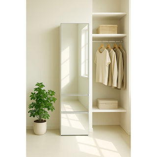 Elise - Slim Modular Closet Cabinet With Mirror - White