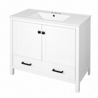 Bathroom Vanity With Sink, Soft Close Doors, Double Shelves & Divided Drawer