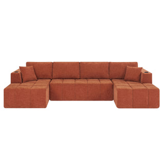 U - Shaped Sectional Sofa, Cup Holders & Side Pockets For Living Room