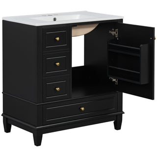 Freestanding Bathroom Vanity With Sink, Soft Close Door, 3 Drawers