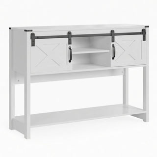 Farmhouse Entryway Table With Sliding Barn Door