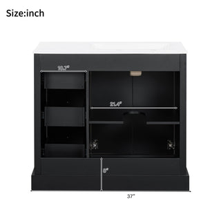 Bathroom Vanity With Sink, Soft-Close Doors, Adjustable U-Shelf, 3 Drawers