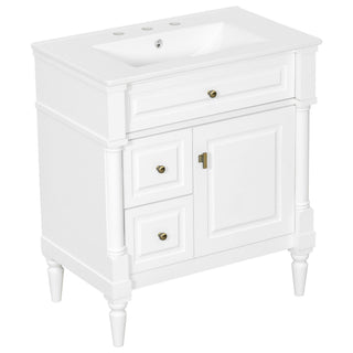 Modern Bathroom Vanity With Sink, Freestanding Cabinet With Flip Drawer & Adjustable Shelf