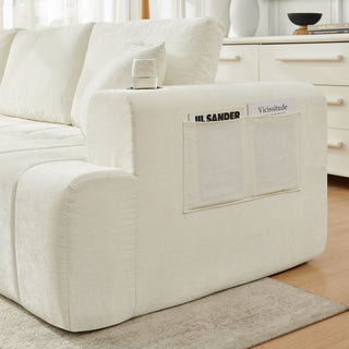 L - Shaped Sectional Sofa With Cup Holders & Side Pockets