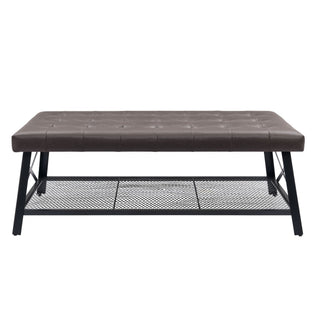 Upholstered Coffee Table With Rack - Dark Brown