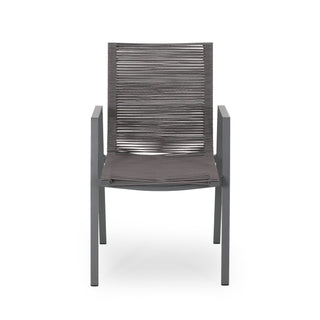 Outdoor Modern Aluminum Dining Chair Set With Rope Sea (Set of 2)