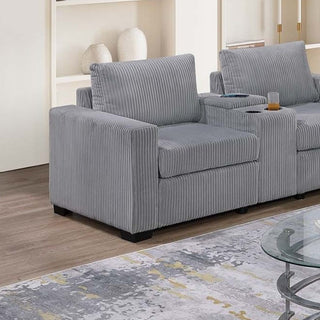 Elegant Simple Sofa Set With Console Cup Holder And Loveseat
