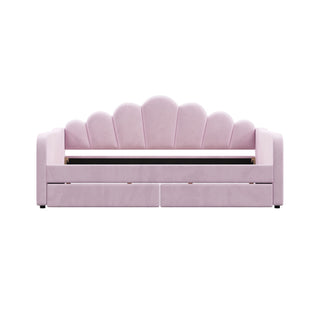 Shell Shaped Upholstered Daybed Frame With Slats