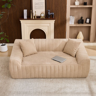Oversized 2 Seater Loveseat With 2 Decor Throw Pillows, Deep Seat Sofa For Living Rooms