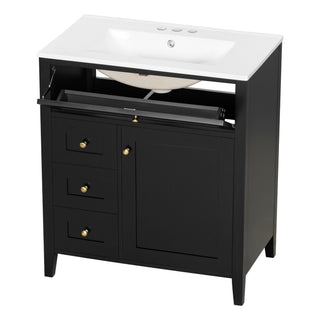 Bathroom Vanity With Sink, 3 Drawers And Adjustable Shelf, Freestanding Storage Unit