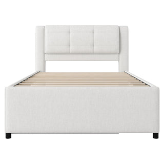 Upholstery Platform Bed With Trundle, Trundle Can Be Flat Or Erected