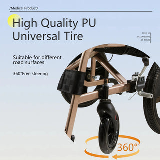 Lightweight Foldable Transport Wheelchair For Adults, Square Tube Design