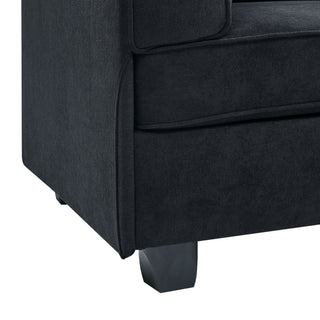 Upholstered Modular Sectional, Customizable Layout, Removable Cushions - Black