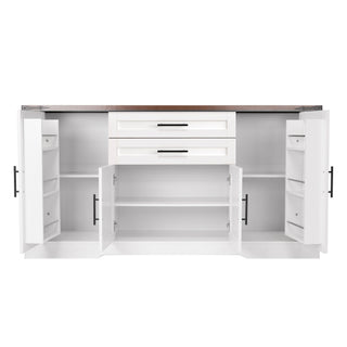 Barn Door Storage Cabinet With 2 Drawers & Door Rack, Adjustable Shelves