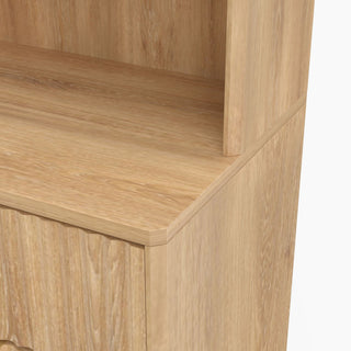 Tall Narrow Fluted Storage Cabinet With Trash Bin Compartment For Kitchen (Trash Can Not Included)