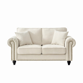 2 Seater Sofa With Rolled Arms, Tufted Upholstered Couch