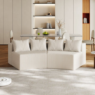 Curved Sectional Sofa With 4 Pillows, Modular Semi Circular Design