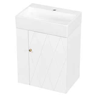 Modern Bathroom Vanity With Sink, Diamond Pattern Doors