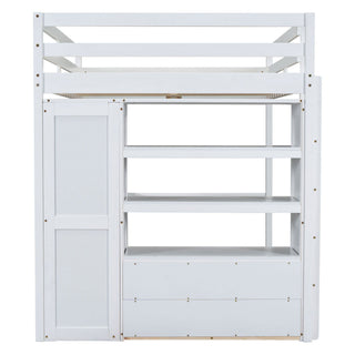 Loft Bed With Built In Wardrobe, Desk, Shelves And Drawers