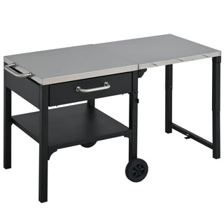 Foldable Outdoor Kitchen Cart With Storage For Patio