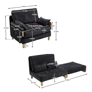 Mid Century Modern Foldable Sofa Bed, 3 In 1 Convertible Sleeper With 3 Pillows