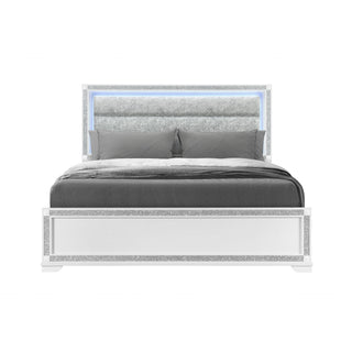 Soulmarie - Bed With LED Lighting And Padded Headboard