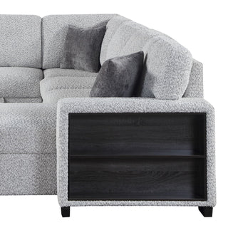 Giza - Modular Sectional Sofa With Sleeper, Storage, USB Charging - Gray