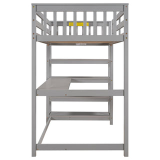 Loft Bed With Storage Shelves And Under Bed Desk