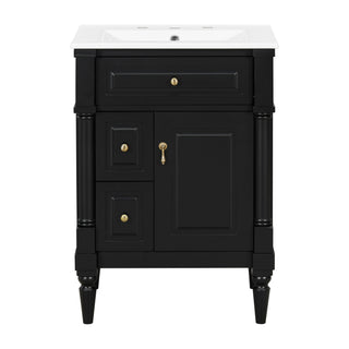 Freestanding Bathroom Vanity With Sink, Adjustable Shelf & Flip Drawer