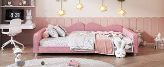 Upholstered Daybed, Sherpa Fabric Sofabed With Cloud-Shaped Backrest
