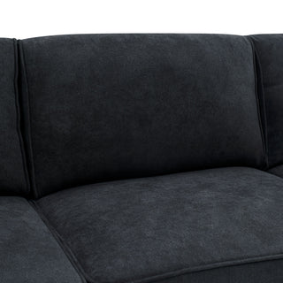 Upholstered Modular Sectional, Customizable Layout, Removable Cushions - Black