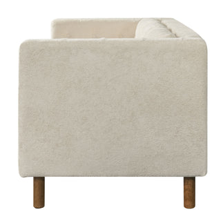 3 Seater Sofa With Square Arms, Tufted Pillow Back For Living Room