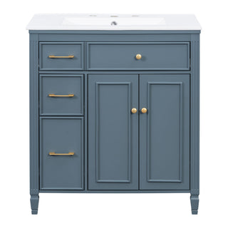 Freestanding Bathroom Vanity With Sink, Soft Close Door, Tip Out Drawer