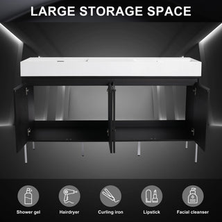 Freestanding Bathroom Vanity With Resin Sink And Storage Cabinet