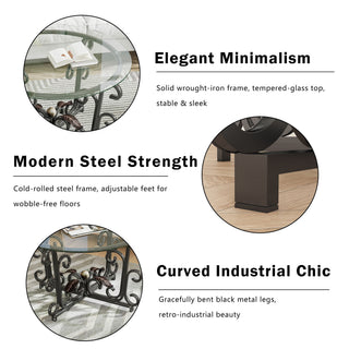 3 Piece Coffee Table Set, Scratch-Resistant - Black