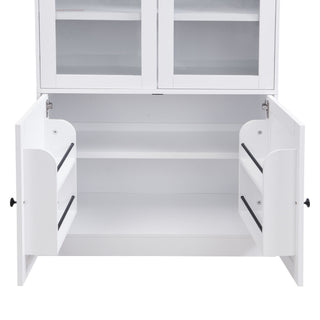 Tall Arched Top Storage Cabinet With 5 Tier Shelves, Soft Close Hinges