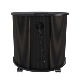 Cylinder Nightstand With Charging Station & Sliding Door