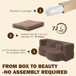 Modern Floor Sleeper Sofa Bed With 2 Pillows, Convertible Twin Size Folding Mattress For Living Room