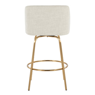Toriano - Contemporary, Fixed Height Counter Stool With Swivel With Round Footrest (Set of 2)