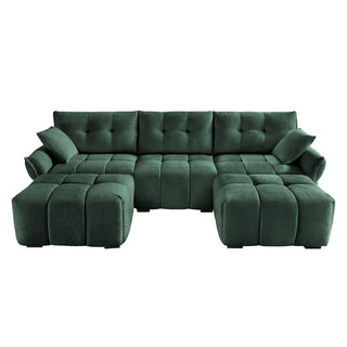 Sofa Set With Ottoman And Pillows, Textured, High Resilience Cushions